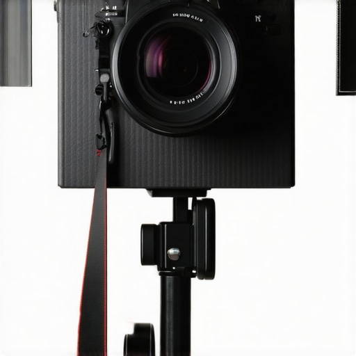 Close-up of a camera with a custom cardboard lens flag attached with gaff tape