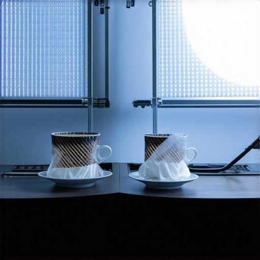 A small LED light panel with coffee filters taped to the front for diffusion.