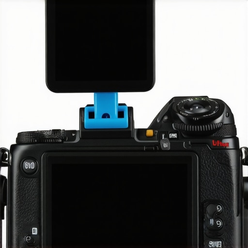 A handheld mirror attached to a camera to act as a DIY monitor for solo creators.