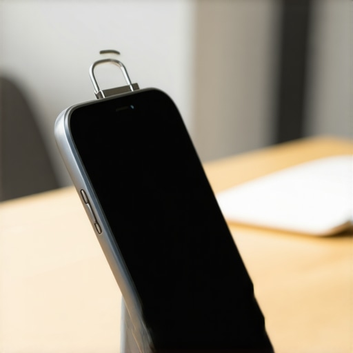 A homemade smartphone stand made from a jumbo paperclip used for content creation.