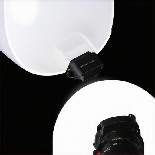 Close-up of a camera flash with a plastic cup used as a DIY light diffuser.