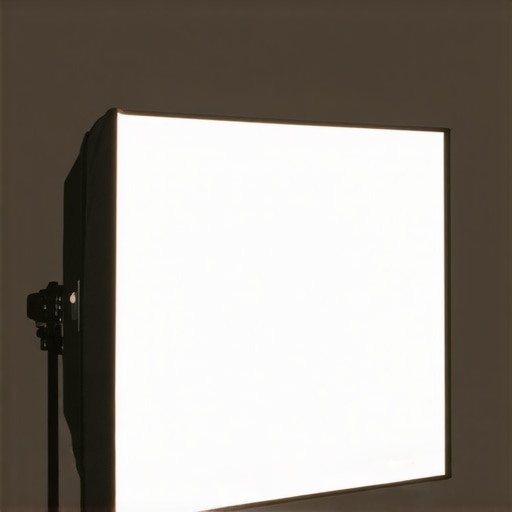 Close-up of a cardboard reflector being used alongside professional studio lights to balance shadows.