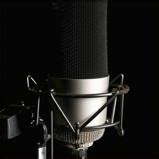 A microphone with a sock used as a pop filter to prevent audio clipping.