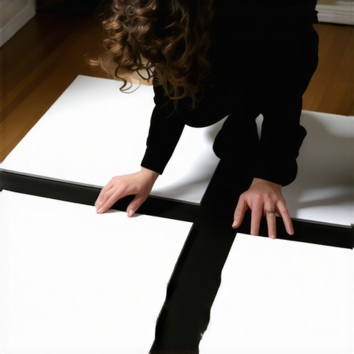 Person building a light modifier using white foam boards and gaffer tape.