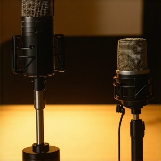 A professional dynamic microphone and a condenser microphone compared for home content creation.