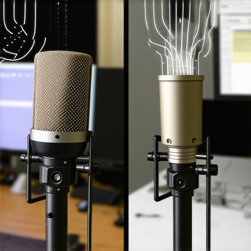 A professional comparison showing the sound pickup differences between dynamic and condenser microphones in a home studio.