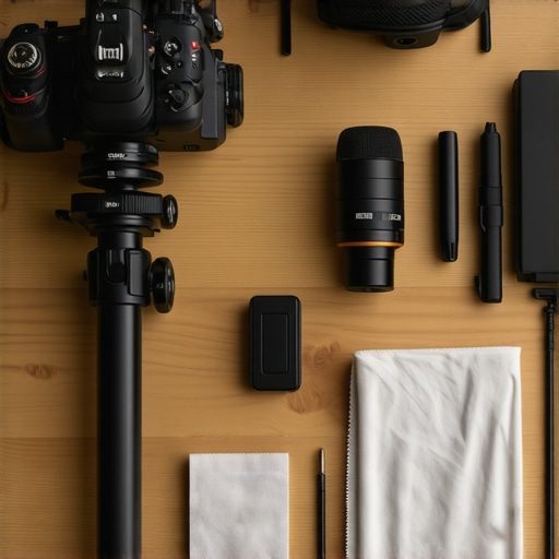 Essential Maintenance Tools for Content Creators A creator's desk with camera and microphone maintenance gear