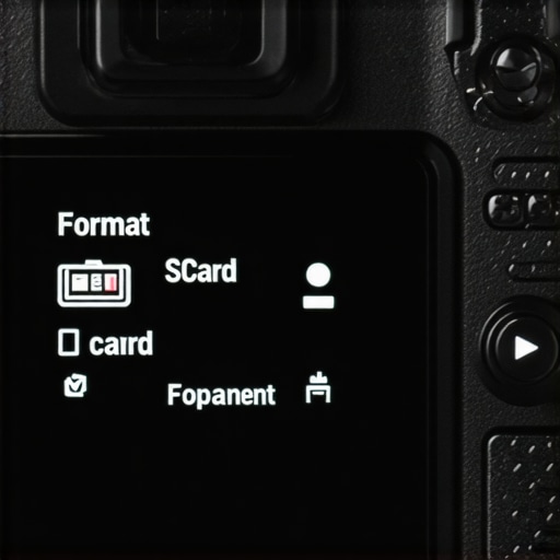 Close up of a camera screen displaying the format memory card option to improve write speeds.