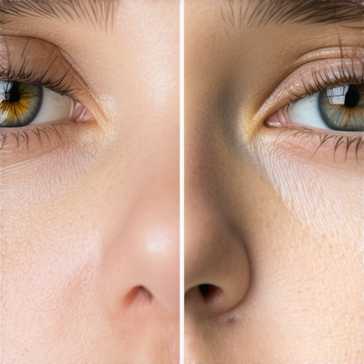 Comparison showing how spectral quality of light affects skin tone rendering in a video studio.
