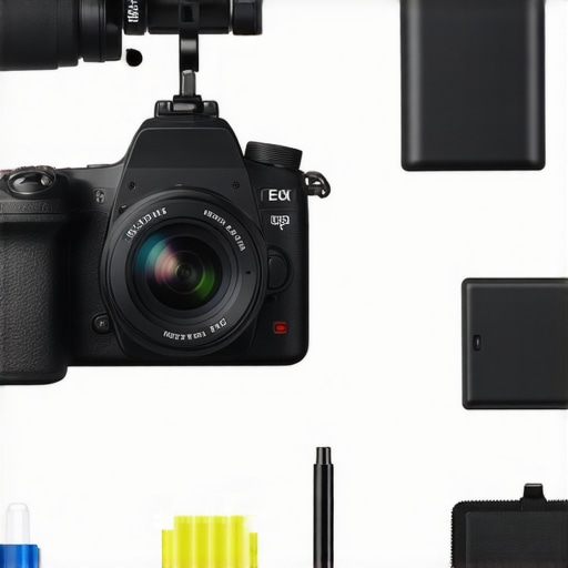 Close up of professional camera rig with cable management and maintenance tools