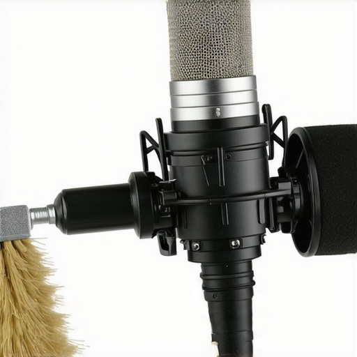 Maintaining a Professional XLR Microphone A person cleaning a studio microphone to maintain audio quality.