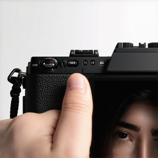 Close-up of a hand pressing the AE-L button on a camera to lock exposure for video.
