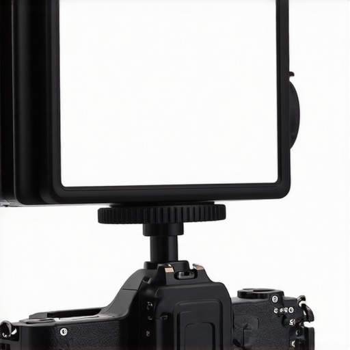 Close-up of a DIY mirror setup for monitoring a camera screen from the front.