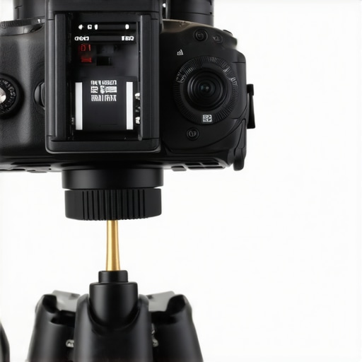 Close-up of a studio mirrorless camera utilizing a dummy battery adapter to prevent overheating during long video recordings.
