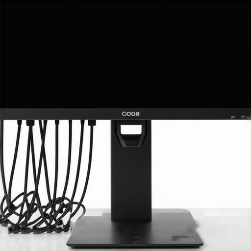Cable management routing through a monitor stand.