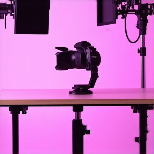 Optimal Camera Distance and Creator Setup Studio Layout A professional camera and microphone setup arranged with optimal spatial distance to prevent perspective distortion in a home studio