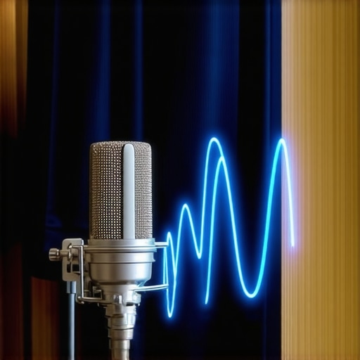 Optimizing Microphone Placement in a Closet Studio A microphone in a DIY closet booth showing acoustic absorption