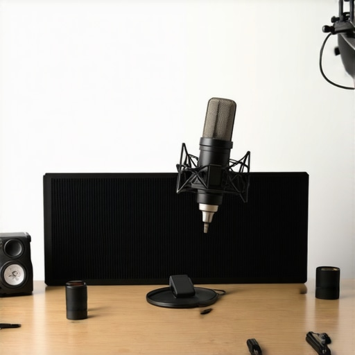 A professional content creator setup featuring a microphone and side lighting for better depth.