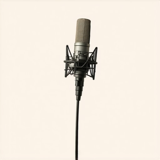 Optimizing Studio Acoustics for Professional Audio A professional microphone setup with corner bass traps and proper lighting for high-quality content creation.