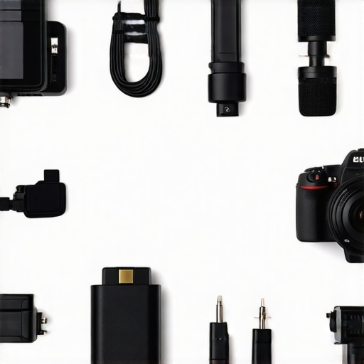 A clean and organized creator desk setup showing cable management and gear placement.