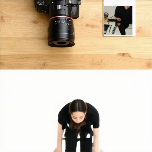 A camera mirror setup for monitoring top-down video shoots solo.
