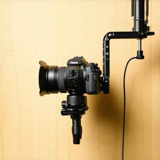 A professional studio wall mount using a painted plywood plate.