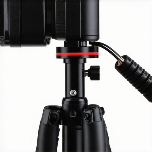 Close-up of a camera cable with a rubber band strain relief loop to prevent port damage.