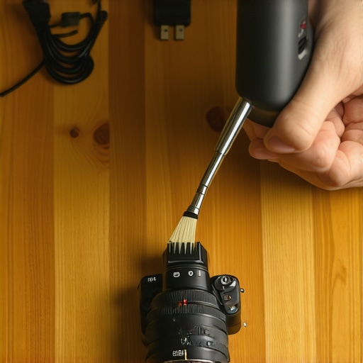 Creator cleaning camera sensor with specialized tools to ensure long-term reliability.