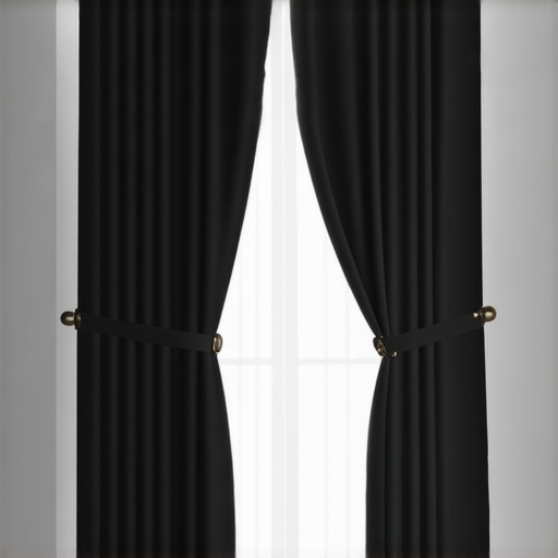 Diagram-style photo showing how heavy acoustic curtains should overlap a window frame to block street noise for content creators.