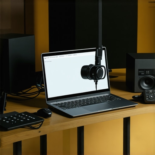 Close-up of a professional studio setup showing an audio interface and soft lighting