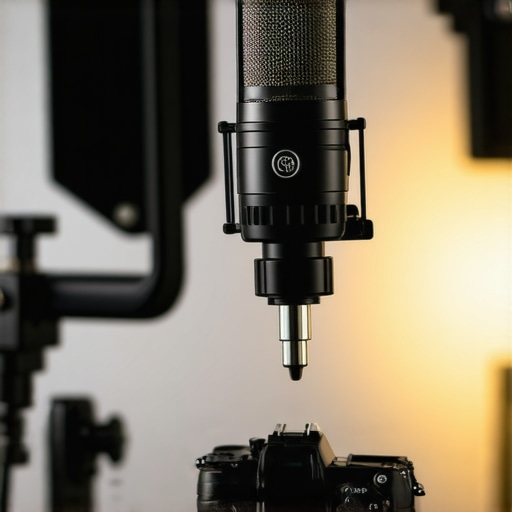 Shotgun microphone positioned just out of camera frame for clean video audio
