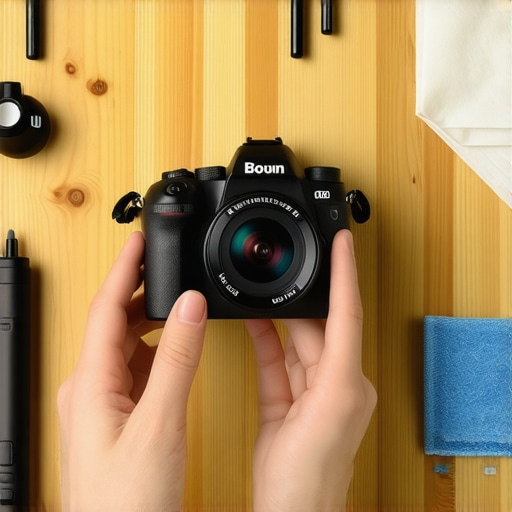 A content creator cleaning a camera sensor with a professional sensor swab kit.