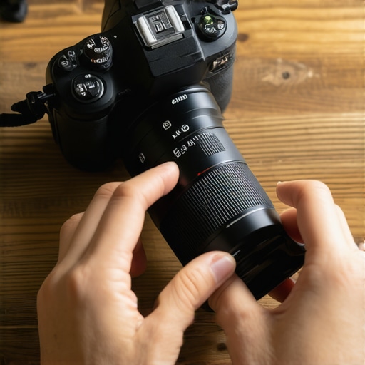A creator cleaning a camera lens and installing a dummy battery for a long-term studio setup