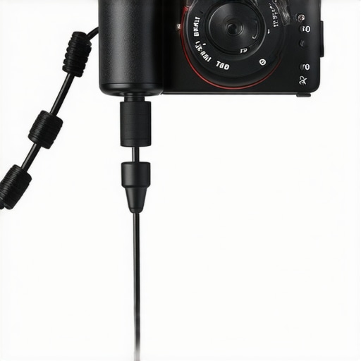 Mirrorless camera with dummy battery and cable management in a creator setup