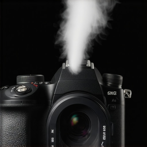Close-up of a person cleaning a camera sensor with a swab and air blower to prevent dust spots in video.