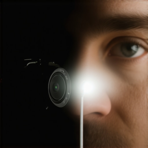 Creator cleaning a mirrorless camera sensor with a blower and flashlight