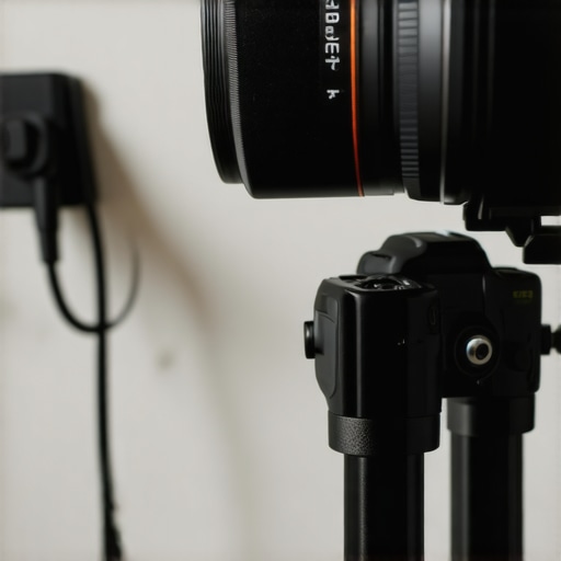 Professional Camera Setup with Dummy Battery and Focus Lock Close-up of a camera using a dummy battery and gaffer tape for stability.