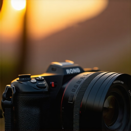 A close-up shot showing a high-quality climbing rope wrist strap attached to a mirrorless camera for secure handling.