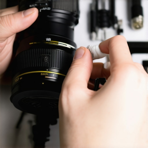 Cleaning a camera sensor in a professional creator studio setup