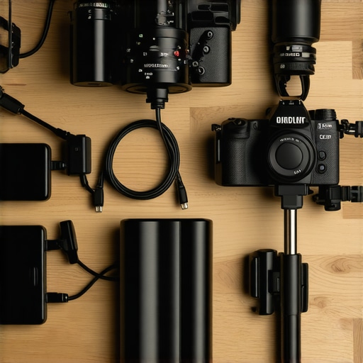 A clean and maintained studio setup showing cable management and constant power for a camera.