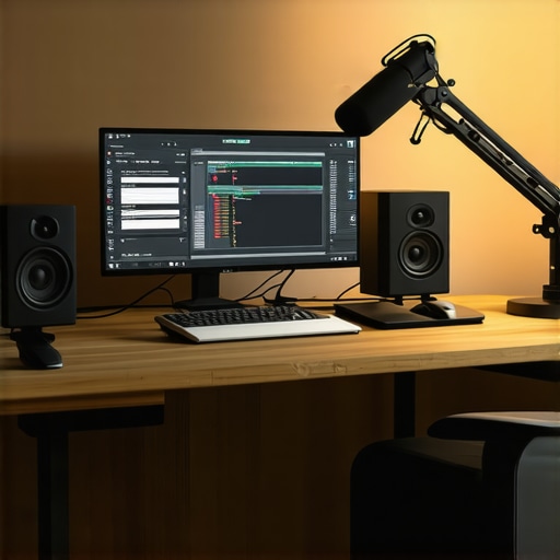A well-maintained and organized professional studio setup for content creators featuring clean gear and cable management.