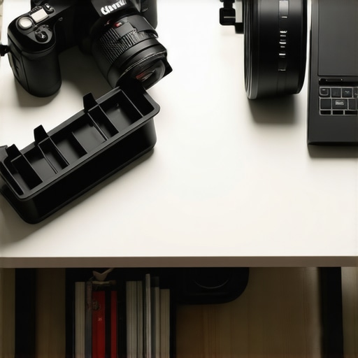 Clean and organized creator studio setup showing cable management and gear