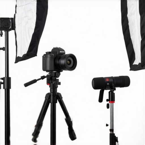High-end studio setup showing camera, lighting, and microphone for professional content creation.