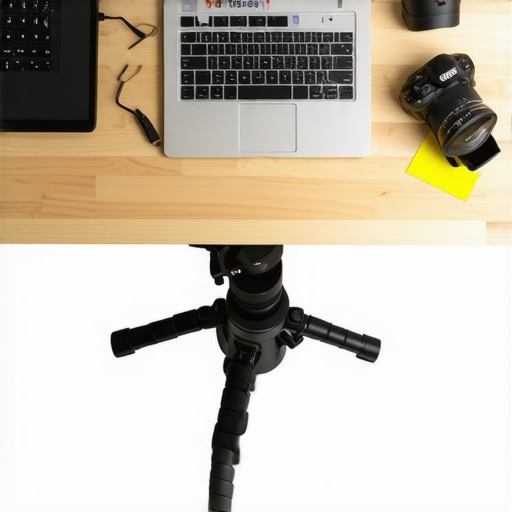 Close-up of a creator studio showing cable organization and gear maintenance tactics.