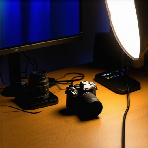 An organized studio setup showing clean cable management and professional gear