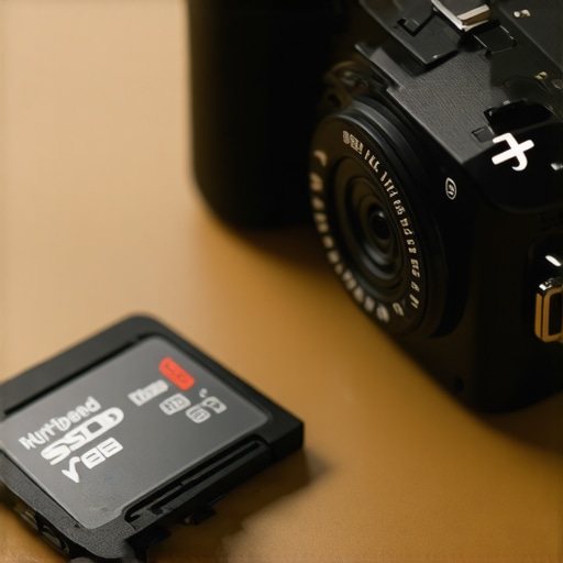 High-speed SD card and professional card reader on a desk