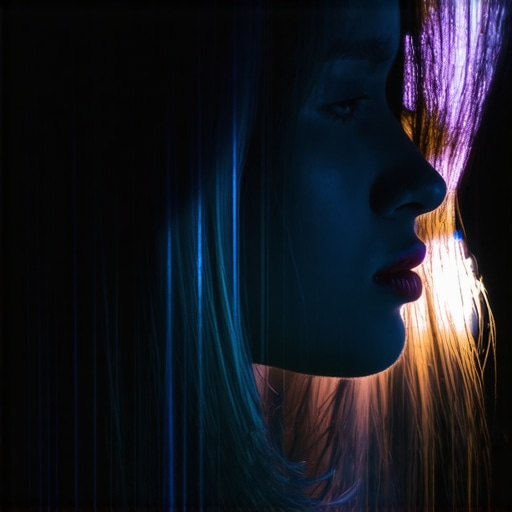 Close up of a creator using a blue rim light to create separation from the background.