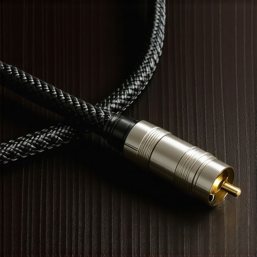 Close-up of a high-quality shielded XLR cable on a studio desk