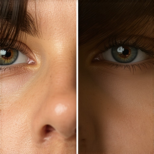 Comparison showing the difference between flat 3-point lighting and professional side lighting for content creators