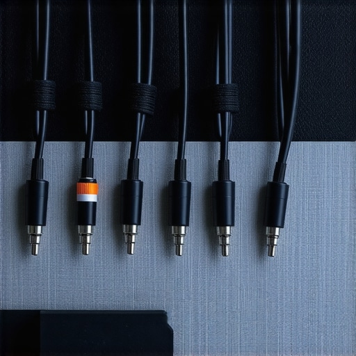A clean studio desk showing organized cables and acoustic foam panels for professional content creation.